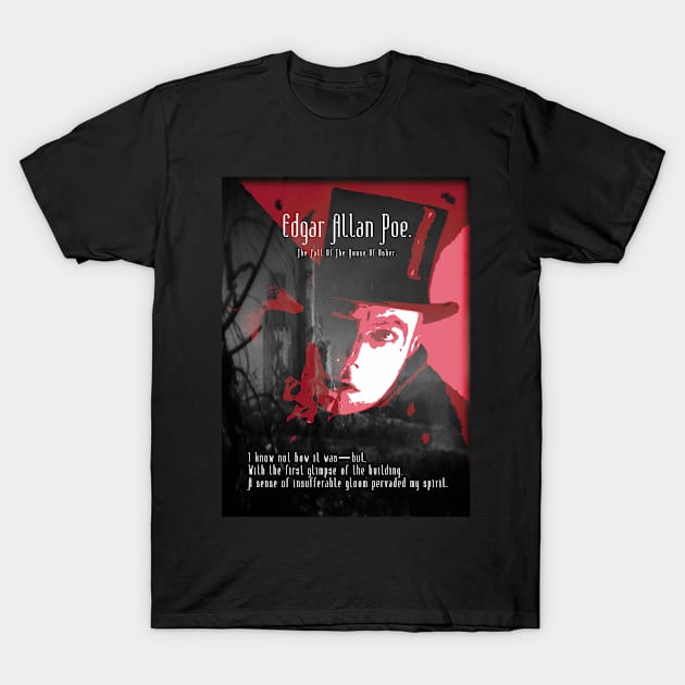 Fall Of The House Of Usher - Edgar Allan Poe - Red. T-Shirt by OriginalDarkPoetry